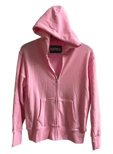 KATIE NYC Pink Zip Up Hoodie Sweatshirt XL Cozy Fleece Lined Casual Streetwear