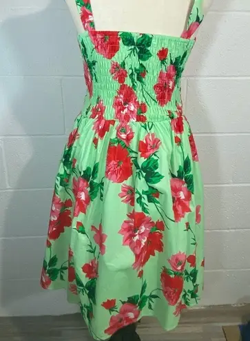 Voodoo Vixen Green & Red Floral Swing Dress
