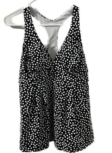 Lands'End Women's  Tankini, Black Scattered Dot Size 8