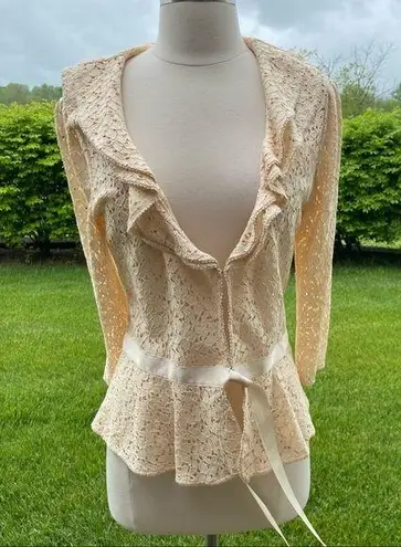 INC Cream Lace Jacket Size M