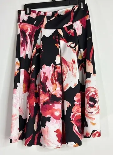 Mind Code Women's Floral Pleated Skirt Large