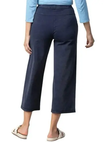 Habitat L Washed Terry Chili Flood Pants Wide Leg Navy Pockets Elastic Waist