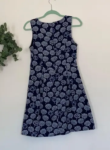 Maison Jules Women’s Navy Blue Umbrella Preppy Sun V Neck Dress Size Medium