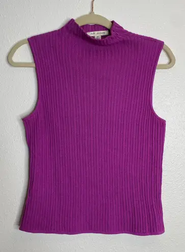 St. John Vintage Collection Purple Knit Sleeveless Mock Neck Top Petite Women