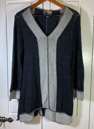Habitat Clothes to Live In Women Knit V Neck Tunic Sweater Small Artsy Lagenlook Black