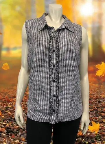 cj banks 3X  Gingham Sleeveless Button Down Blouse