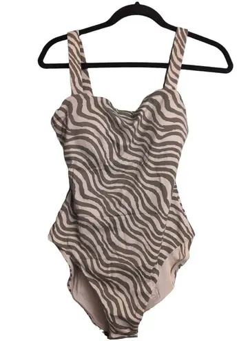ANDIE Azzura One Piece Bias Stripe Olive Swimwear Bathing Suit Size M New