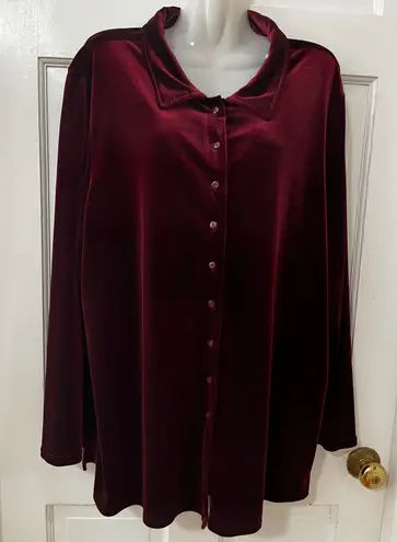 Soft by Avenue Burgundy Velvet Tunic Shirt Plus 22/24 Holiday Christmas NEW Red Size undefined