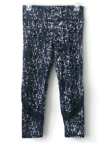 Gaiam Dark Purple Black Sheer Speckled Cheetah Print Cropped Leggings Small