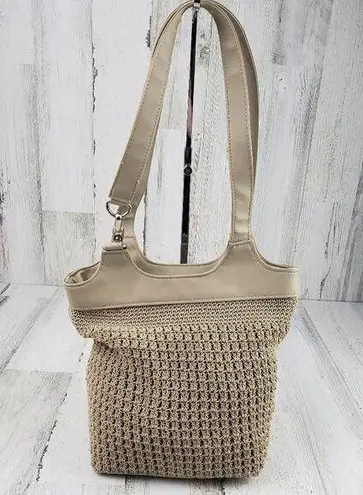 Jackson Beige Crochet Knit Style Double Strap Shoulder Bag Women's Purse