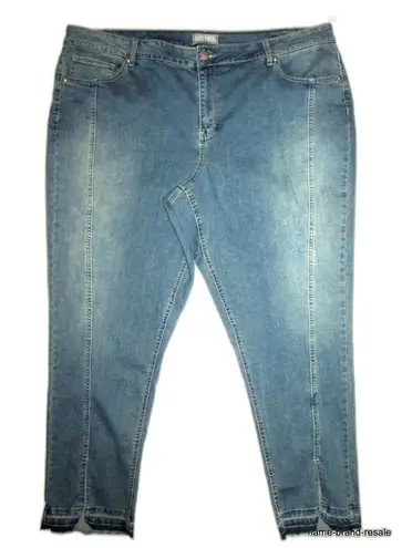Falls Creek NWT Denim Ankle Slim Leg JEANS Womens PLUS 24 3X Frayed Hems NEW