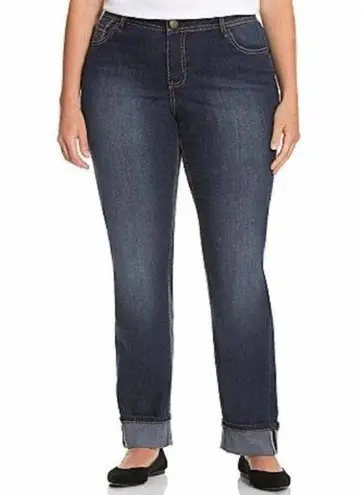 Lane Bryant Blue Straight Leg Cuffed Jeans Size 24