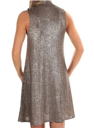 Kensie  Gold Metallic Mini Dress Ribbed Sleeveless size XS