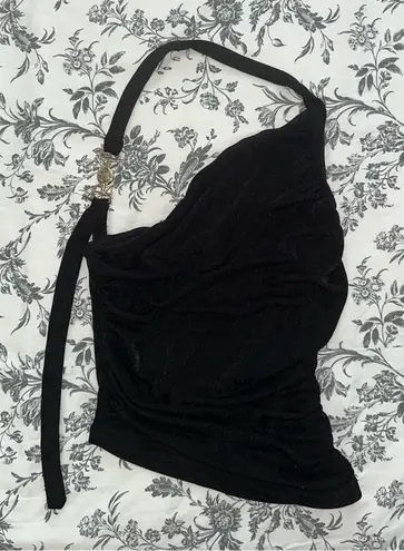 SheIn Black With Gold Clasp Halter Top