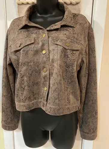 Fade faux snakeskin jacket Tan