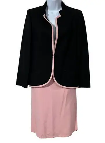 Andre Laug Size 10 2 Piece Suit Designer Black Pink Trim Single Buttons Designer