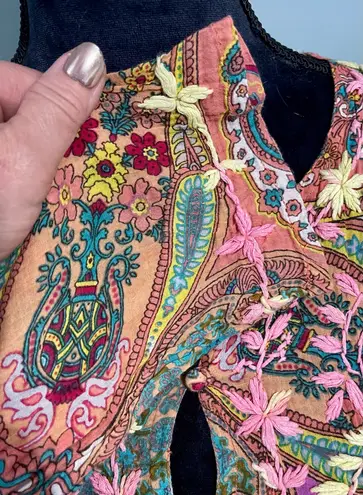 Raj 100% Cotton SzL Ladies Pink Boho Hippie Tunic Top Swim Cover Embroidered