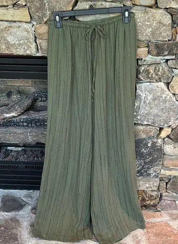 OGL wide Leg Flowy Green Drawstring Waist Pants New