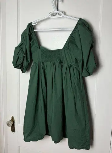 Tuckernuck Hyacinth House Emerald Green Puff Sleeve Sasha Mini Dress Small