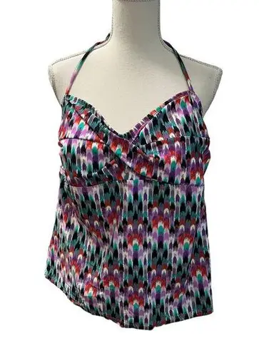 Catalina Art Deco Abstract Multicolored Tankini Top Sz XL NWT