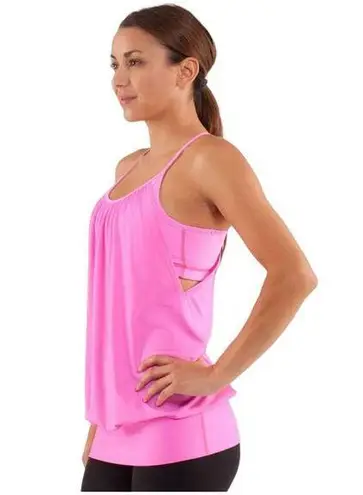 Lululemon  No Limits Layered Tank Top Built In Bra Racerback Pink Sz. 8