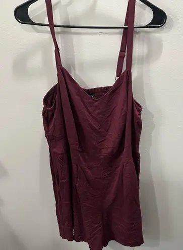 Torrid NWT  Women 0 Burgundy Romper Challis V Neck Stretch Shorts Sleeveless