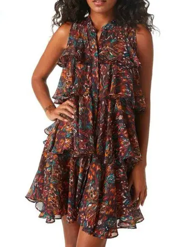 MISA Los Angeles Emogene chiffon dress in Peacock abstract pattern size x-small - Image 1