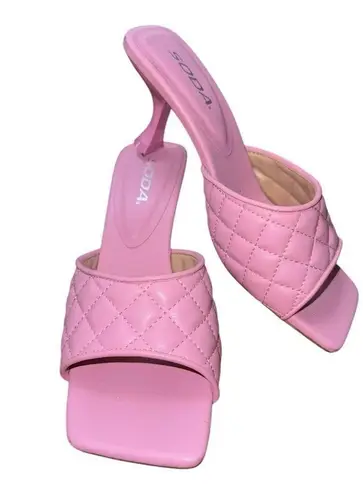 Soda Pink Quilted Mules with Open Toe