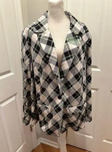 Unique Vintage Beetle Juice Blazer 4X Black/White Plaid Plus Size Women's Jacket