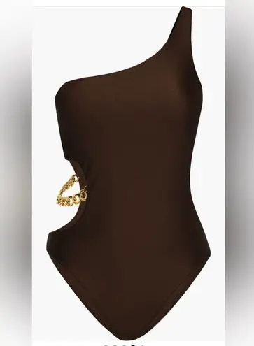 L'Agence L’AGENCE Ava Cutout Chain One-Shoulder Underwire One Piece Swimsuit,Small, $275