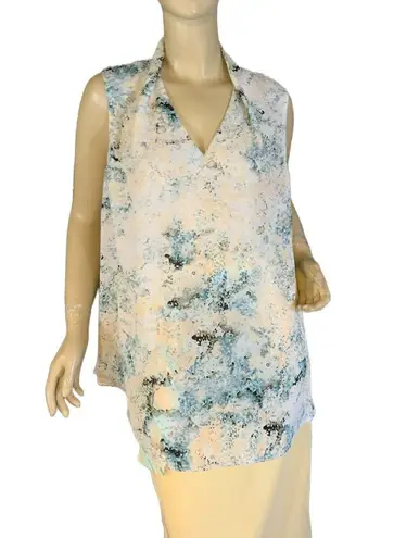 Violet+Claire CREAM, TEAL PULL OVER SLEEVELESS TUNIC (1X)