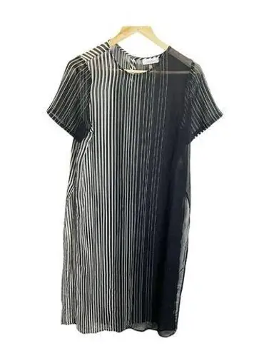 Calvin Klein  Women's Black Striped Maxi Caftan Cover-Up Dress Sheer M