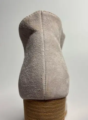 42 Gold Womens Loyalty Peep Toe Bootie in Fog Kid Suede Gray Size 10