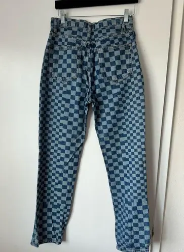 Reformation high waisted blue denim checkered jeans