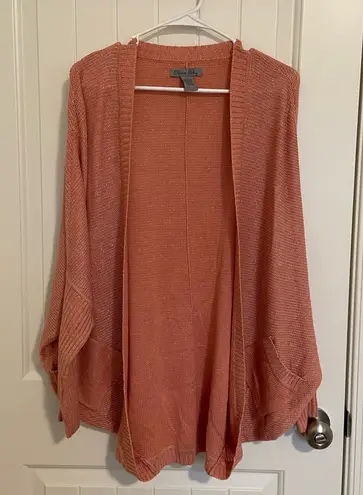 Olivia Sky NWOT women’s peach metallic 3/4 sleeve open cardigan sweater large