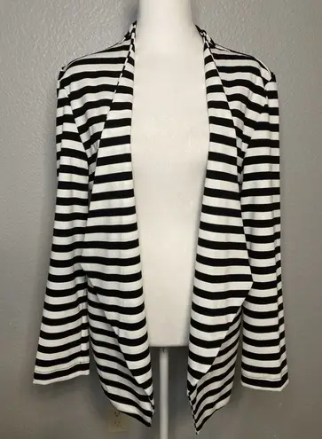 Serra Women’s Blazer L Black White Striped Open Front Pockets NWT New Lagenlook