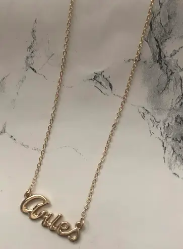 Aries Horoscope Letter Pendant Necklace Gold