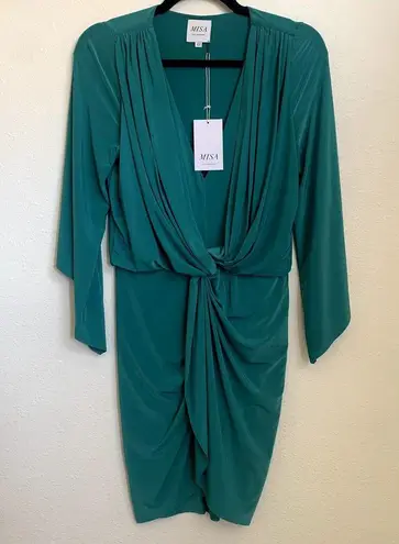 MISA Los Angeles NWT Long Sleeve Knot Dress in Eucalyptus
