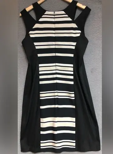 Connected Apparel 14, sleeveless black dress, white beige, black front section