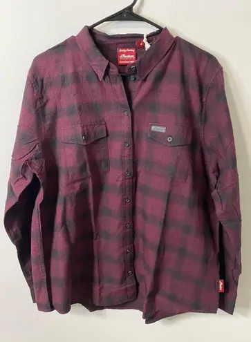 New Indian Motorcycle Women's 100% Cotton Plaid Button Down Shirt Size XL Red