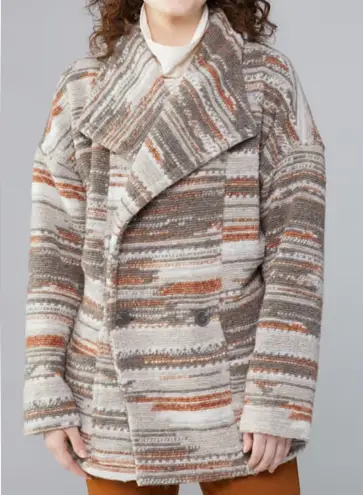 prAna Arria Wool Blend Marble Chunky Knit Collared Jacket Size Small