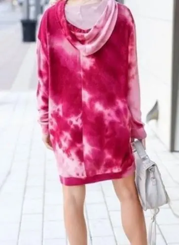 Urban Leisure Rose/Red Printed Hooded Pullover Dress – Sizes L, XL, 2XL Red Size L