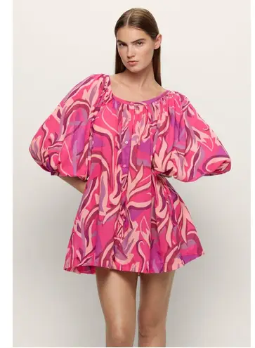 Mikoh NWOT Astrid Cotton Mini Dress in Psychedelic Pink Size Medium
