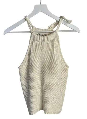 autumn cashmere Cotton by Knit Sweater Braided Tie Tank Top W1834 Sz S