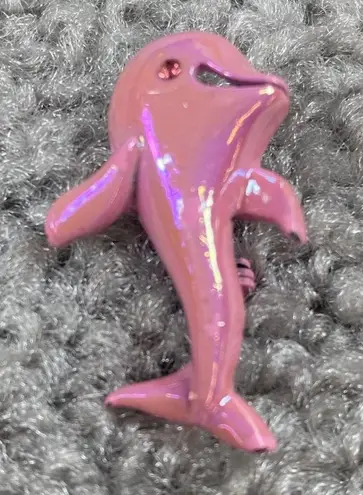Pink Dolphin Pin Brooch Tiny, Shade of Pink Color Vintage Jewelry Sea Ocean