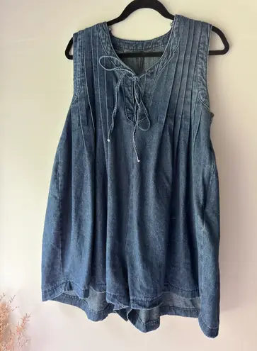 Denim Tie Romper Blue