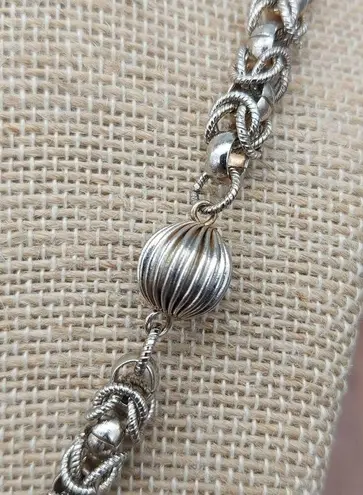 Vintage Byzantine Chain Ball Bead Collar Necklace Flower Hidden Clasp 22" Japan Gold