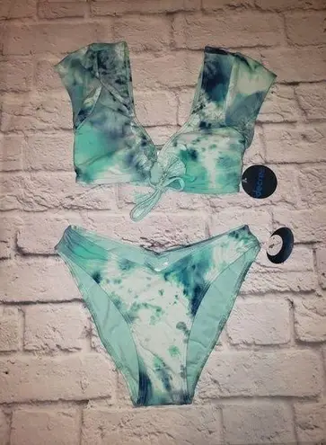 Decree 𝅺NWT  Green & Blue 2 Piece Cheeky Swimsuit Size XS