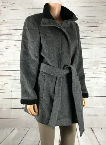 RALPH LAUREN Belted Wool Blend Coat 14 Gray