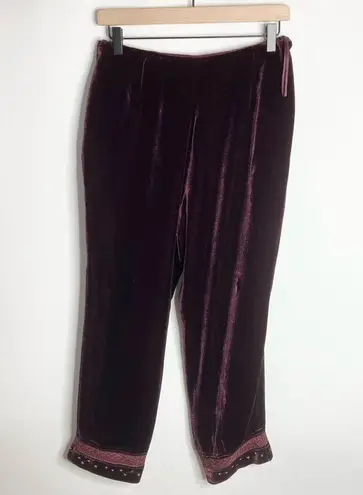 Ralph Lauren Vintage Ralph  Burgundy Velvet Cropped Pants Beaded Size 8 Medium